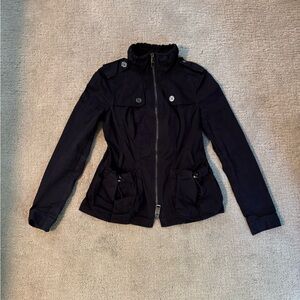 Burberry London short navy belted trench, USA 4